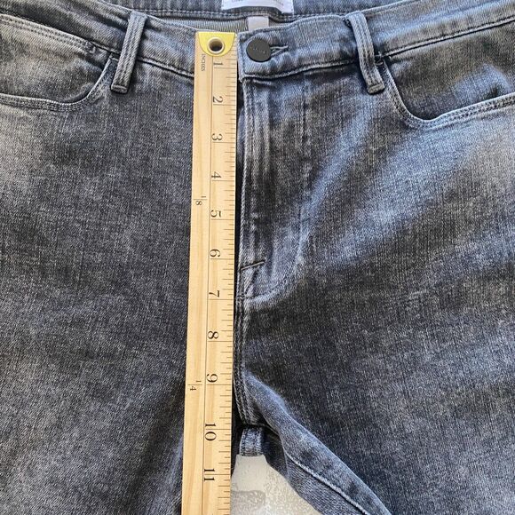 Frame Le High Straight Leg Jeans Silver Strike Split Hem Frayed Denim Sz 30 - Picture 6 of 13